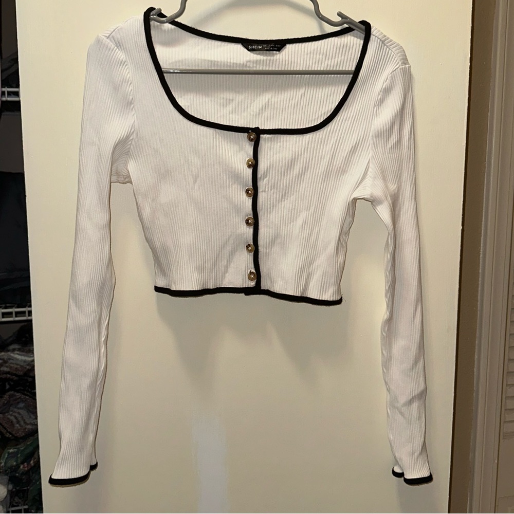 Gently used white SHEIN ribbed long sleeve top
